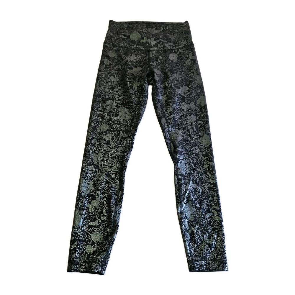 Lululemon Women's Size 8 Wunder Under High-Rise Tight Flourish Black Foil Ankle